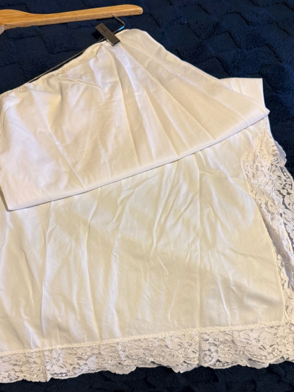Vintage White Lace Trim Slip Chemise